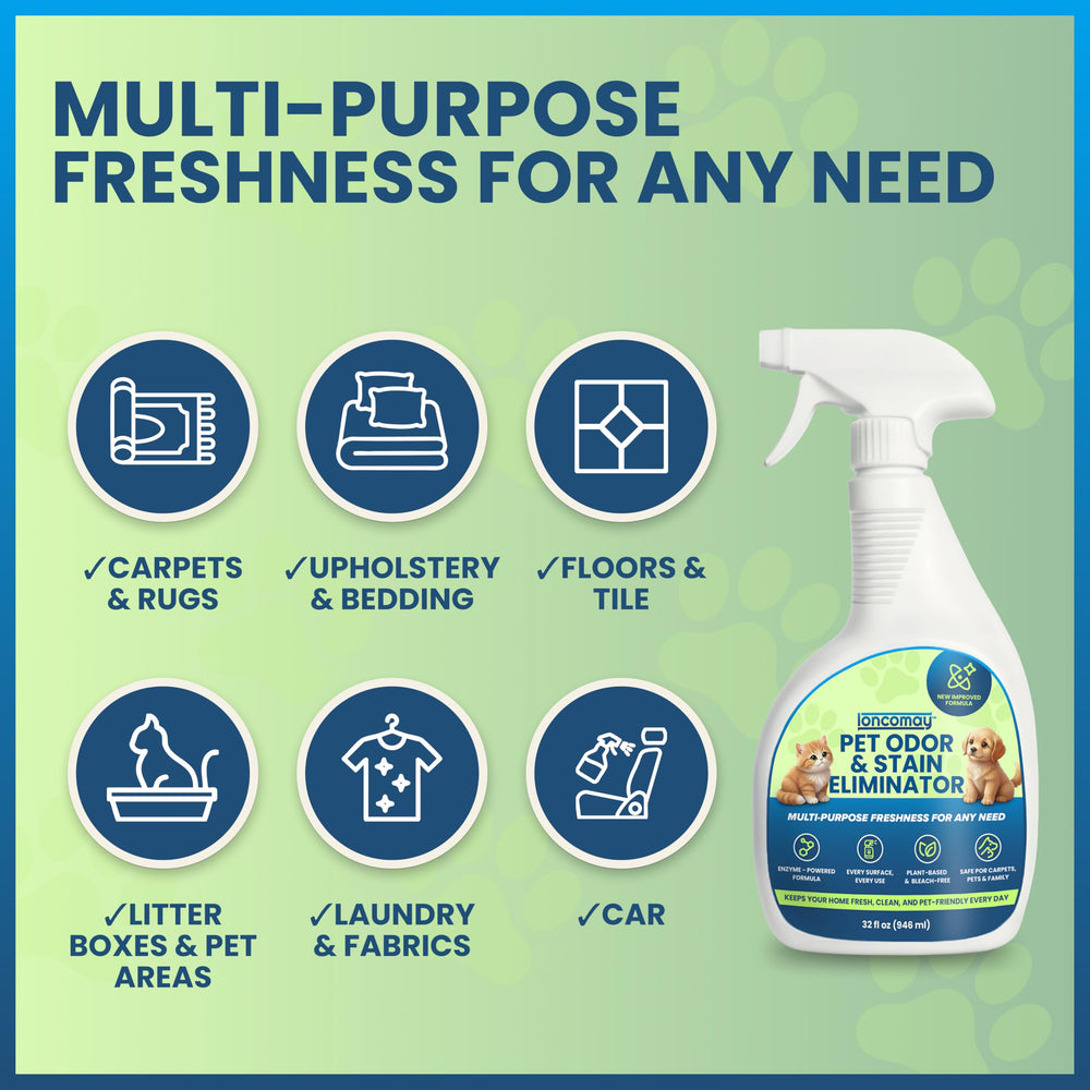 Loncomay pet odor eliminator spot removal targets stubborn smells on carpets.