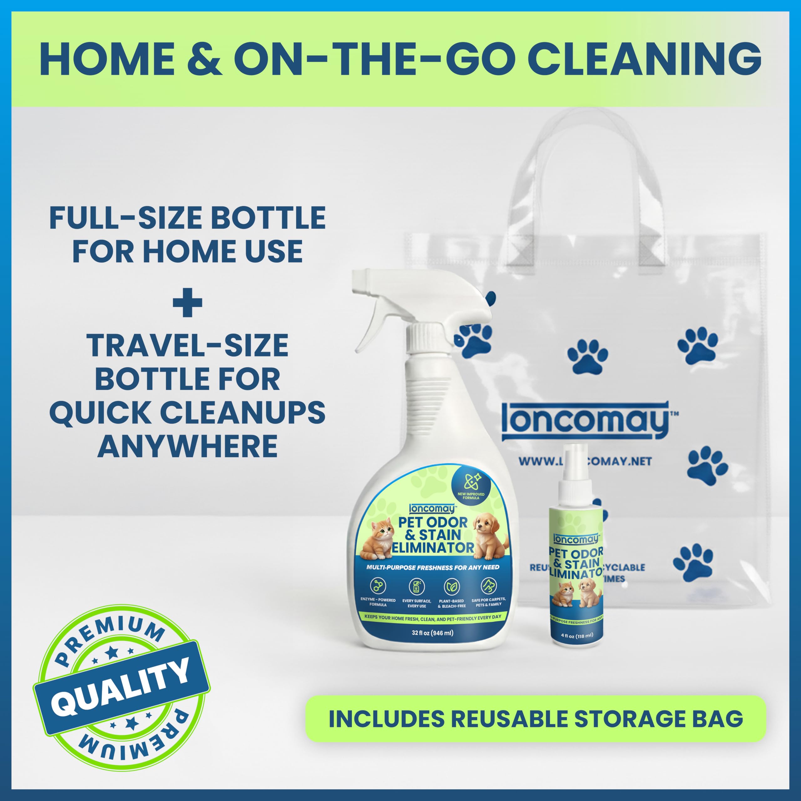 Loncomay cleaning product is safe around pets and families during routine cleaning.