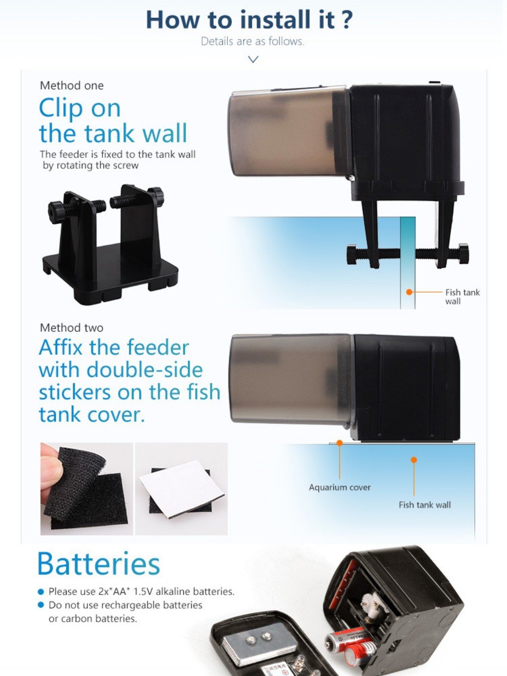 LONDAFISH top view shows battery compartment for reliable timed feeding.
