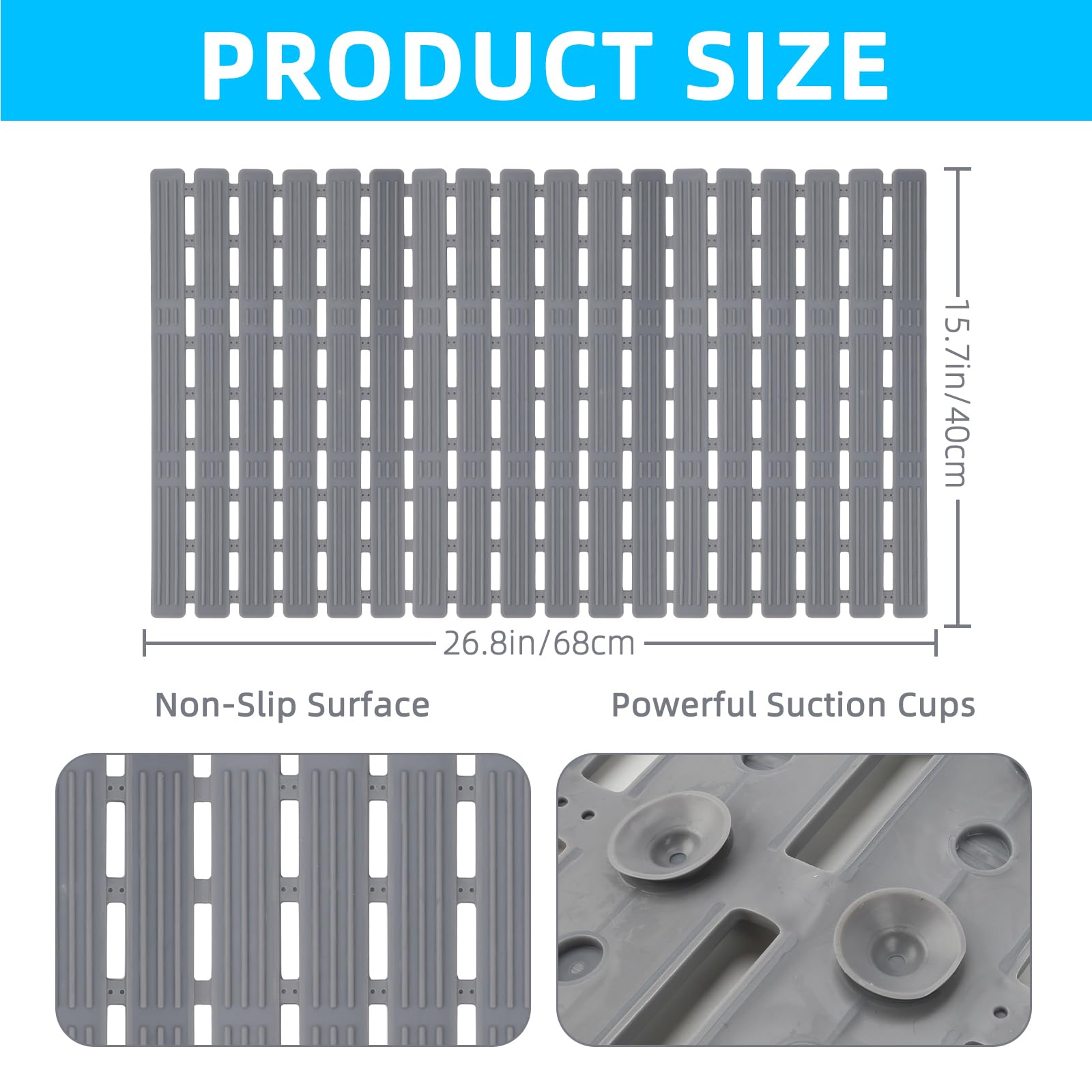 Lonepetu 162-suction-cups mat grips smooth surfaces during a bath
