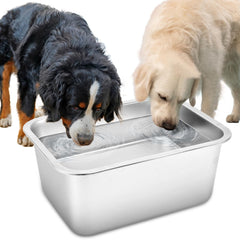 Lonepetu 4-gallon dog water bowl in stainless steel for large breeds