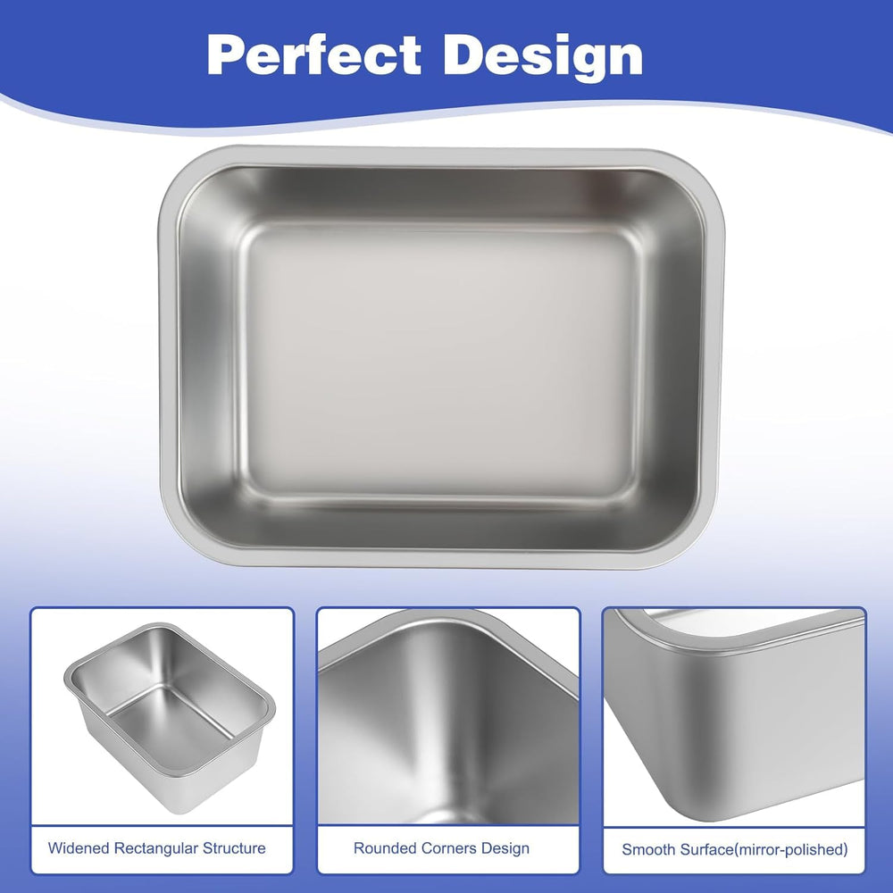Lonepetu indoor/outdoor use stainless steel dog bowl with stable rectangular base.