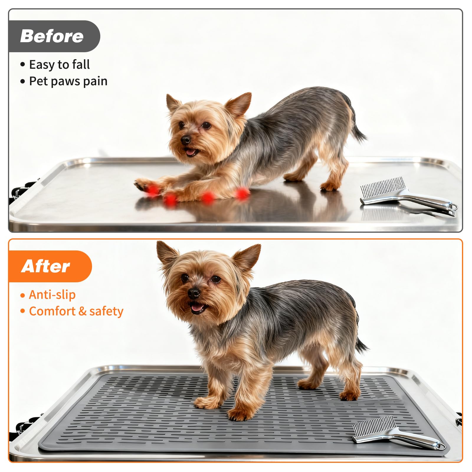 Lonepetu grey grooming mat in use for home care.