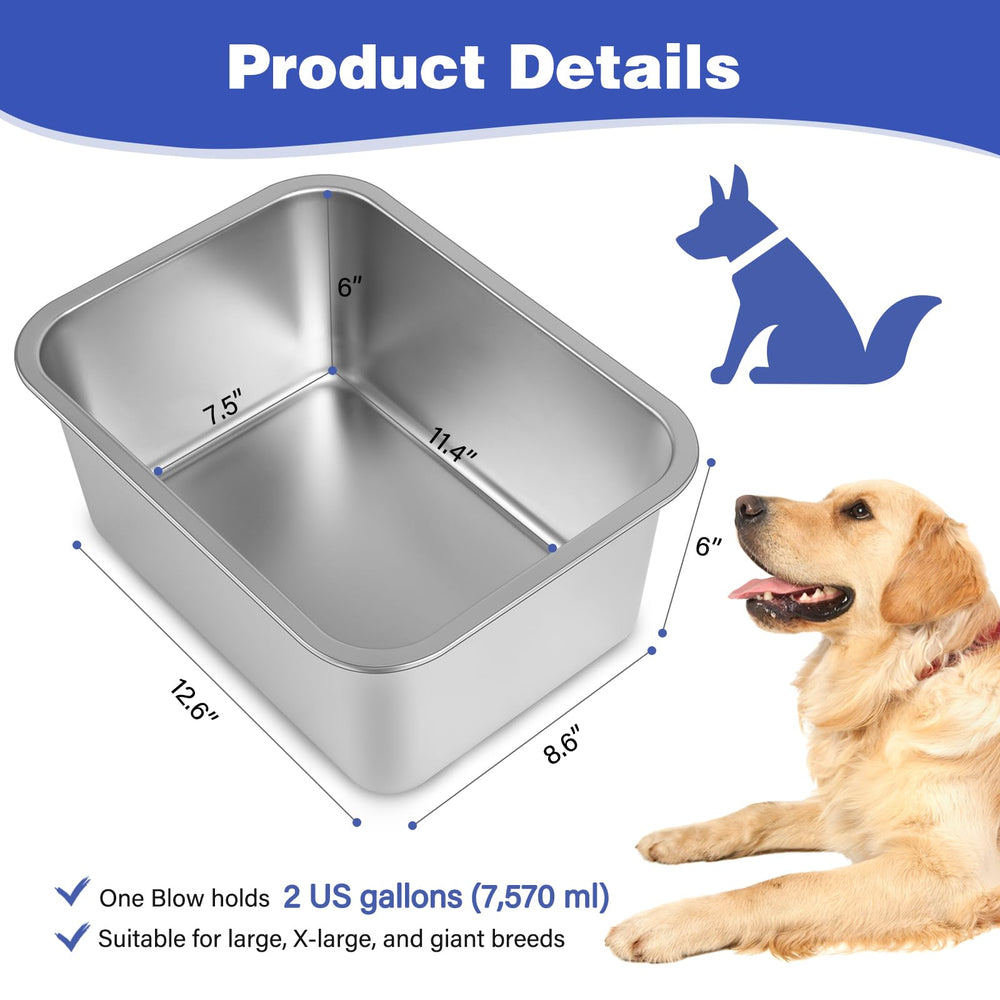 Lonepetu large capacity bowl with interior dimensions suited for multiple dogs.