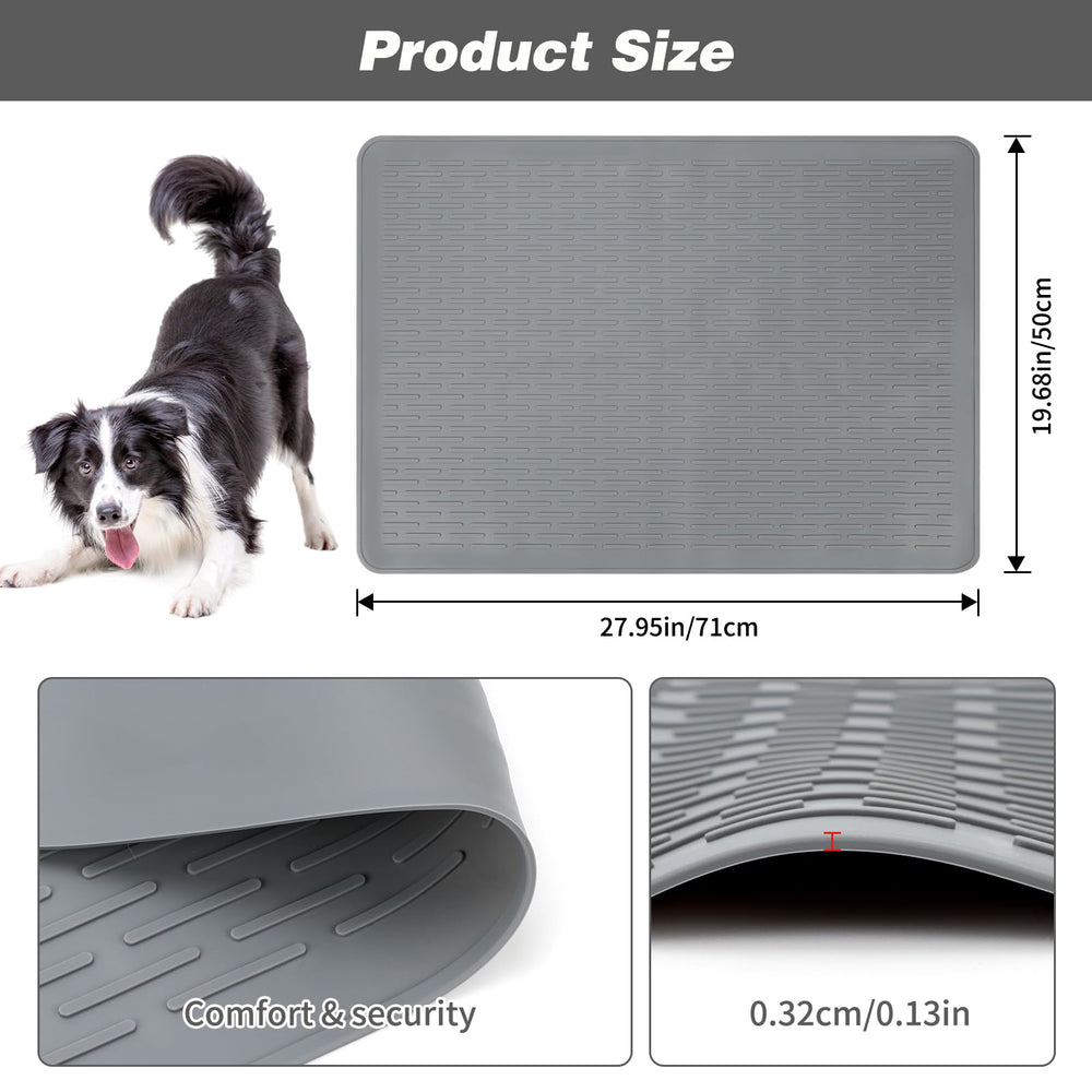 Lonepetu non-slip grooming pad demonstrates uneven surface grip on slick counter.