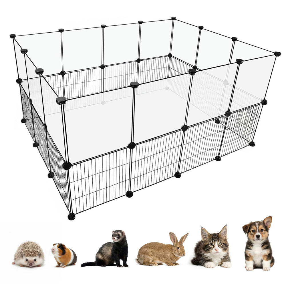 Lonepetu indoor playpen with clear panels for visibility and containment.