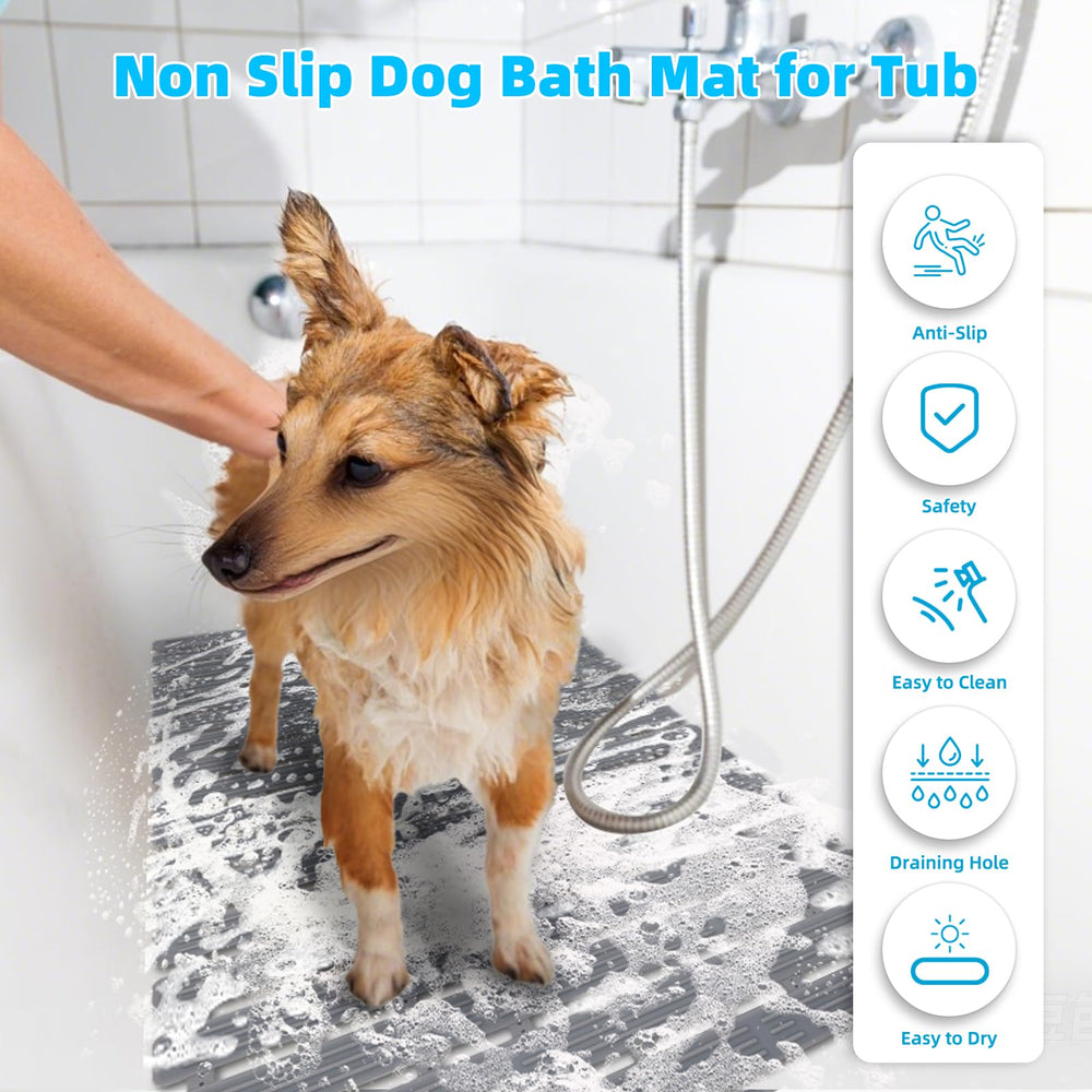 Lonepetu quick drain dog bath mat demonstrates rapid water release after bath