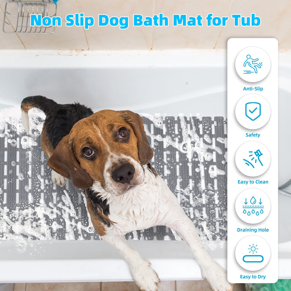 Lonepetu quick drain dog bath mat features drainage holes for fast water exit.