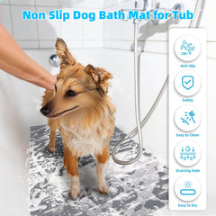 Lonepetu quick drain dog bath mat demonstrates rapid water release after bath