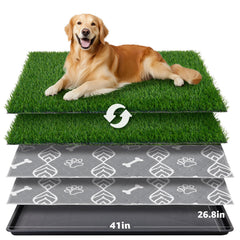 LOOBANI 41x27in dog litter box with grass patches for indoor training and mess control.