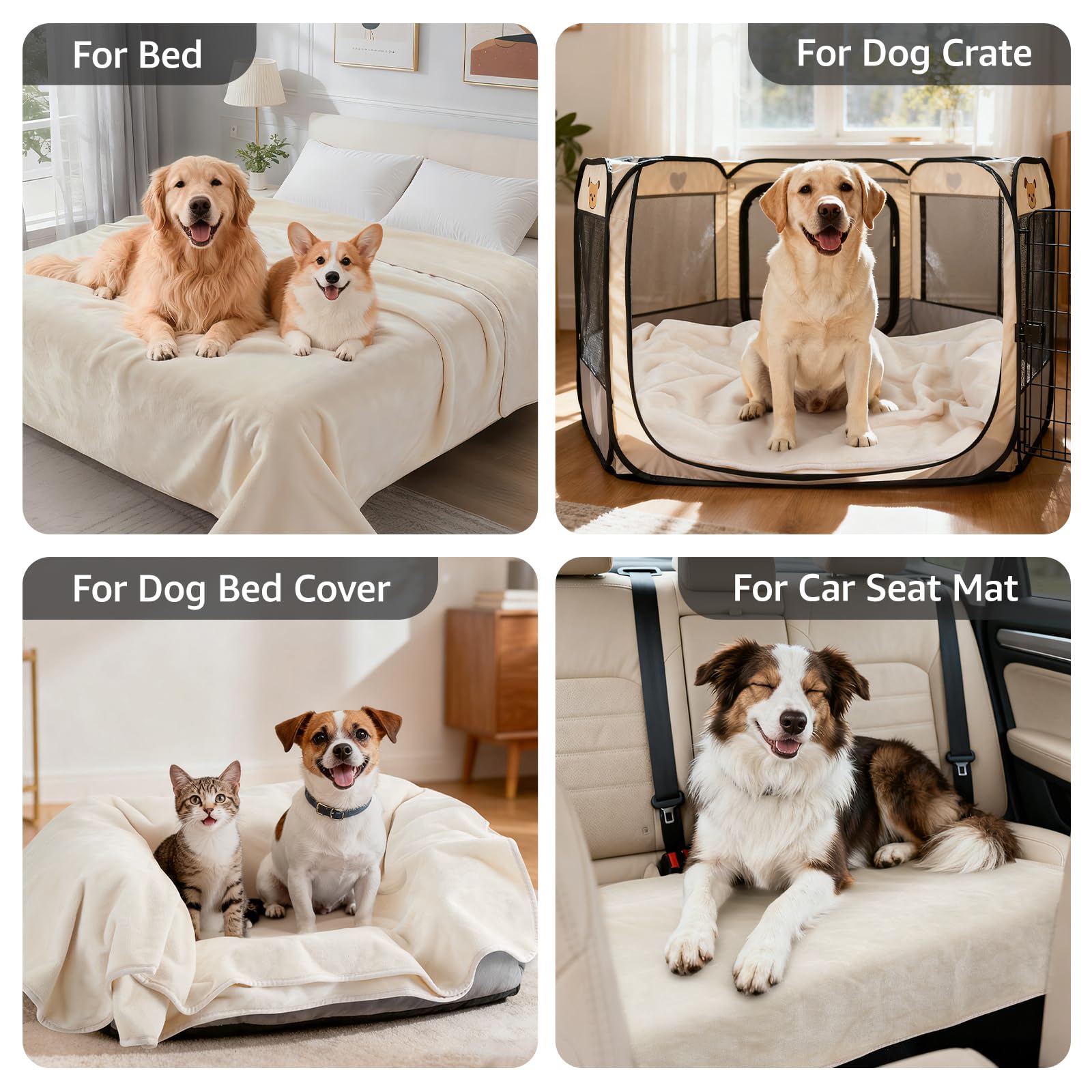 LOOBANI 50x60 beige blanket suitable for medium to large dogs