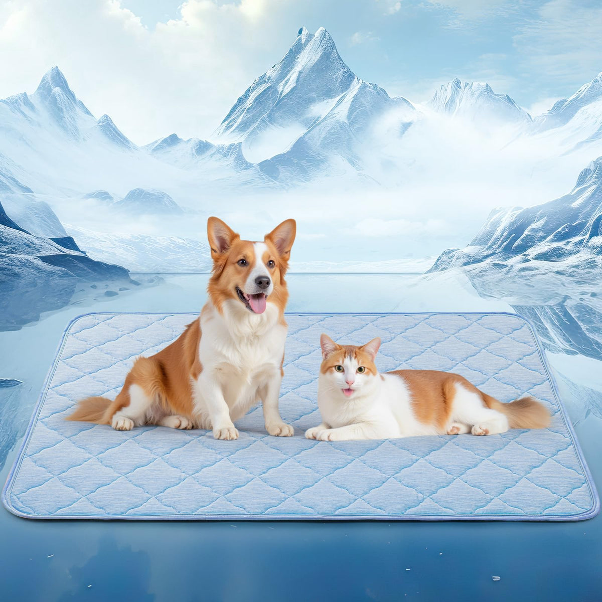 LOOBANI dog cooling mat 40x28 on the floor for cooling and comfort