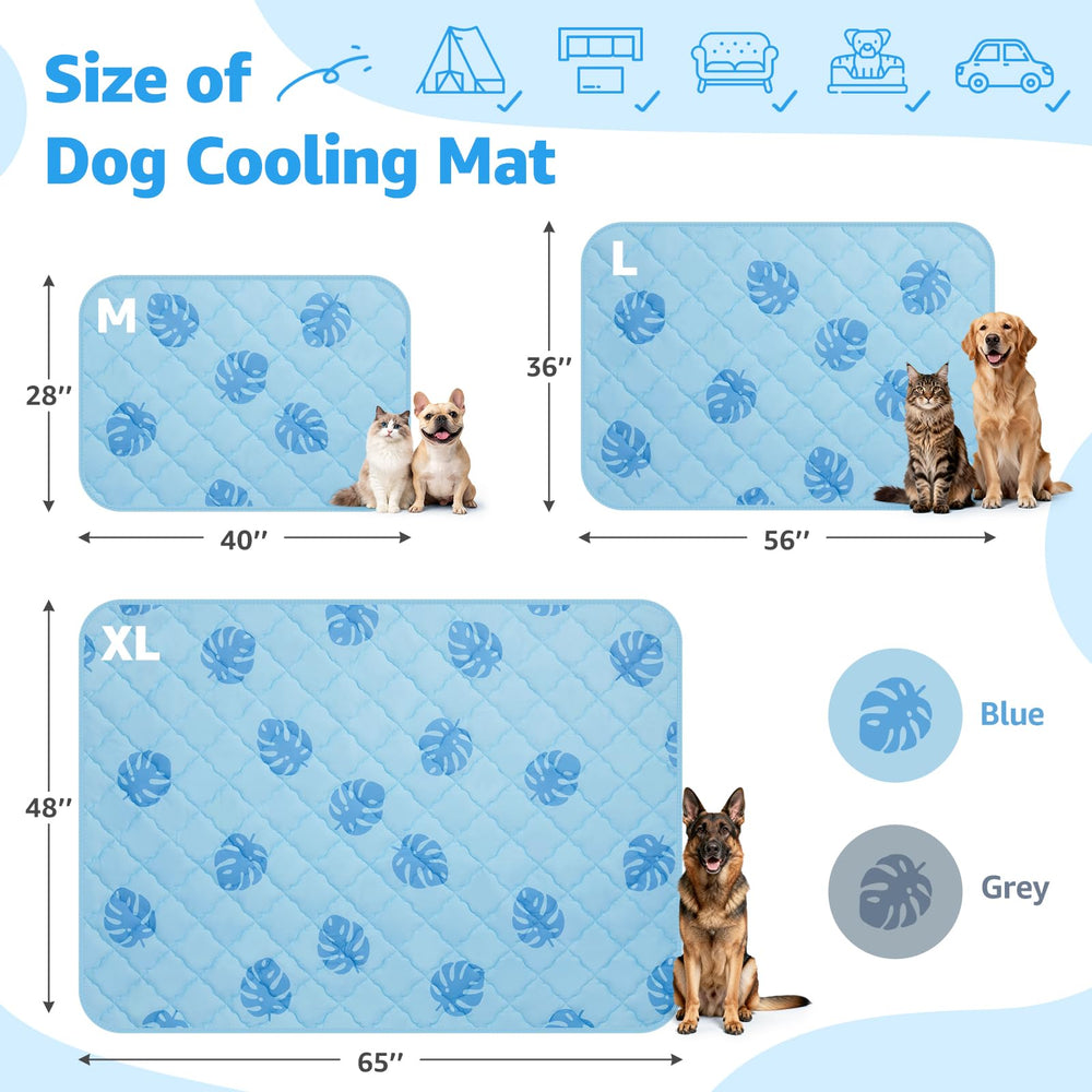 LOOBANI dog cooling mat acts as car seat cover for travel.