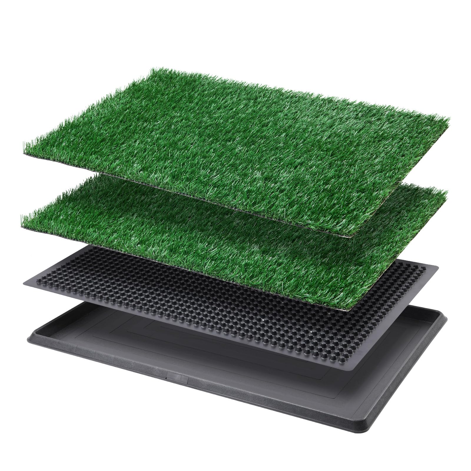 LOOBANI dog grass pad with tray for apartment potty training; easy to clean.
