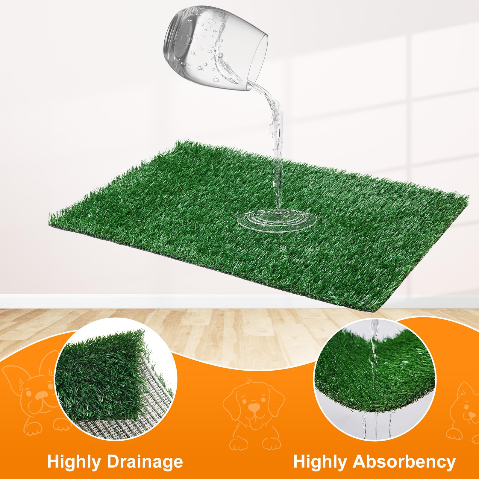 LOOBANI easy-clean grass pad ready for quick rinsing