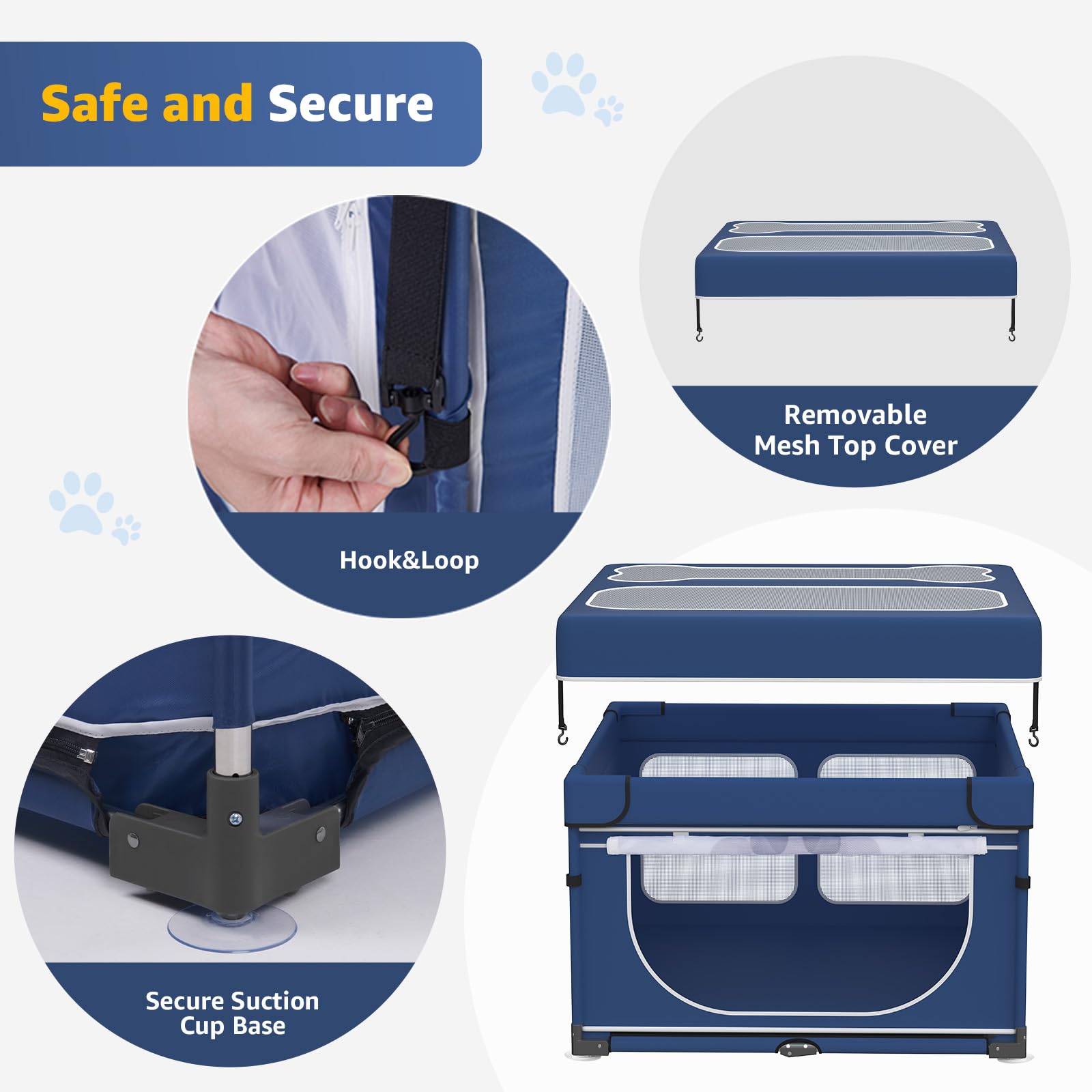LOOBANI dog playpen base suction cups anchor securely to the floor.
