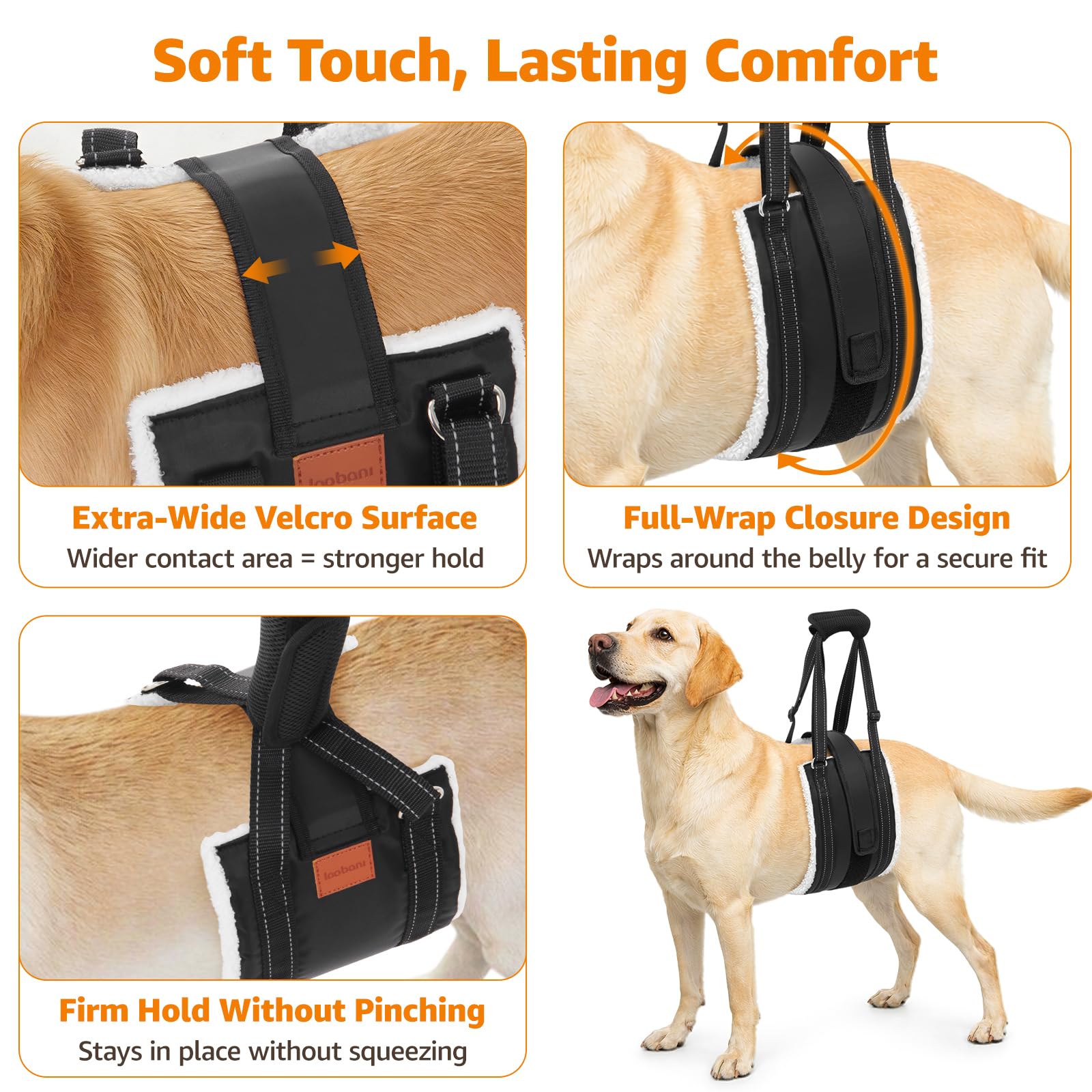 LOOBANI hip support harness soft fleece interior minimizes rubbing during gentle wear