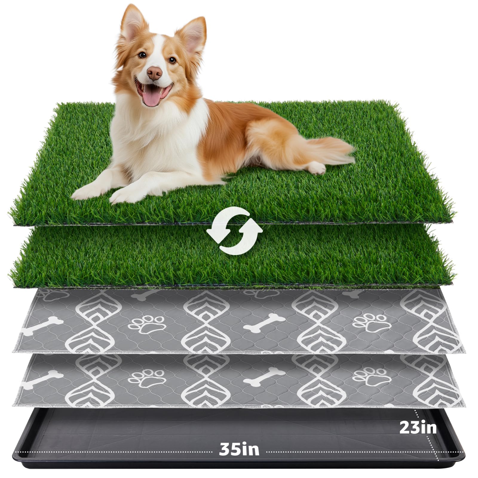 LOOBANI large dog grass pad with tray for clean indoor potty training