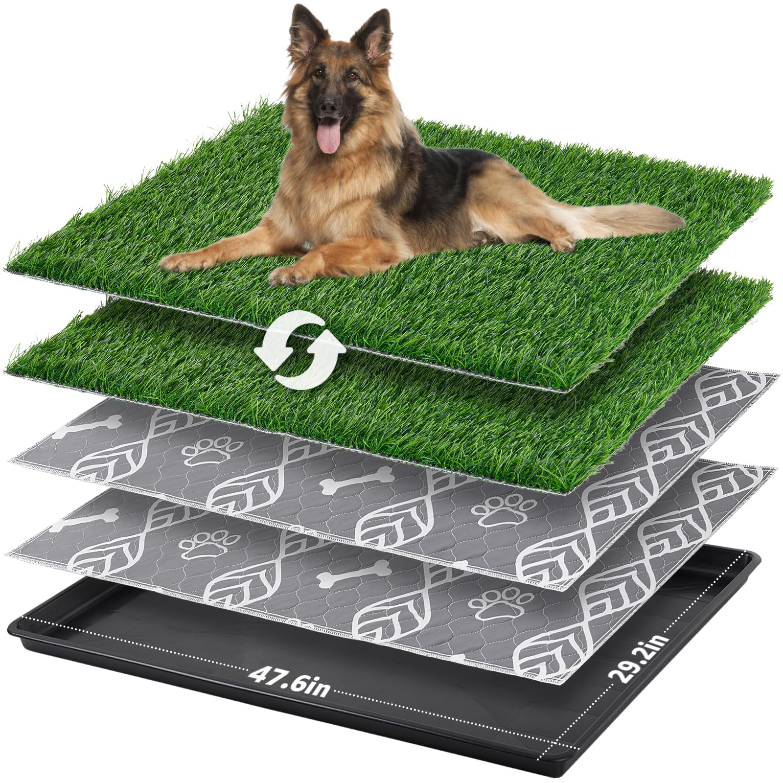 LOOBANI large dog potty with grass patch tray for indoor training.