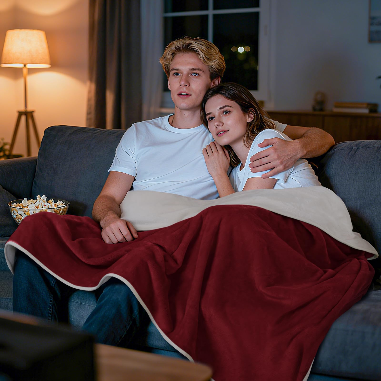 LOOBANI oversized 60x80 blanket provides versatile coverage for bed or couch.