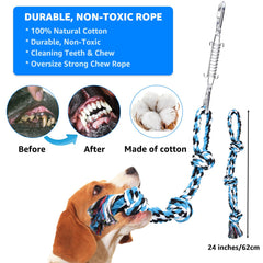 Tree installation of LOOBANI Spring Pole Toy showing adjustable height