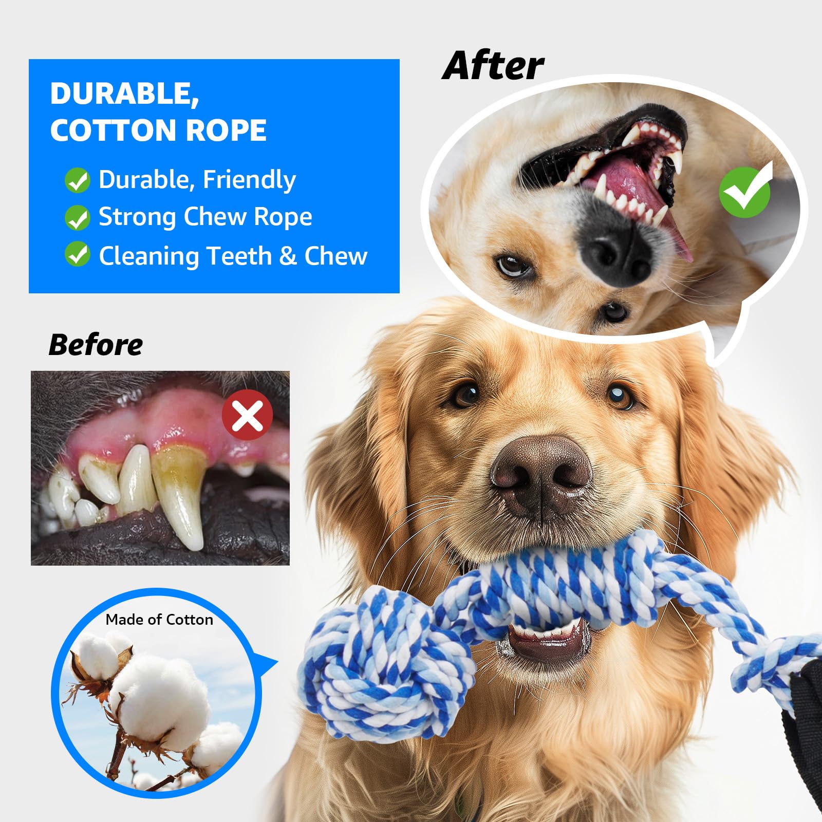 Two-pack LOOBANI dog rope toys ready for play
