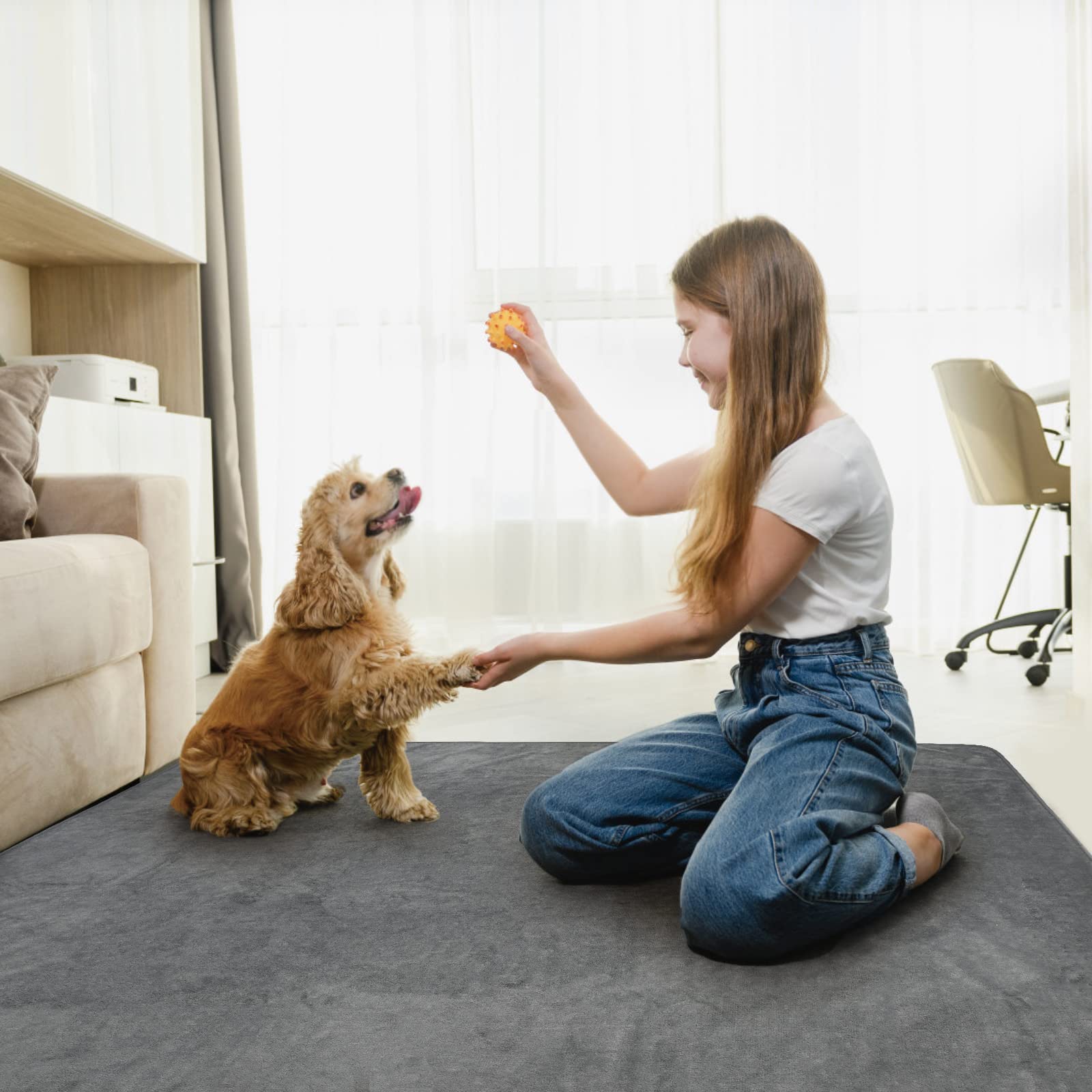 LOOBANI gray pee pad design blends with home decor and hides stains