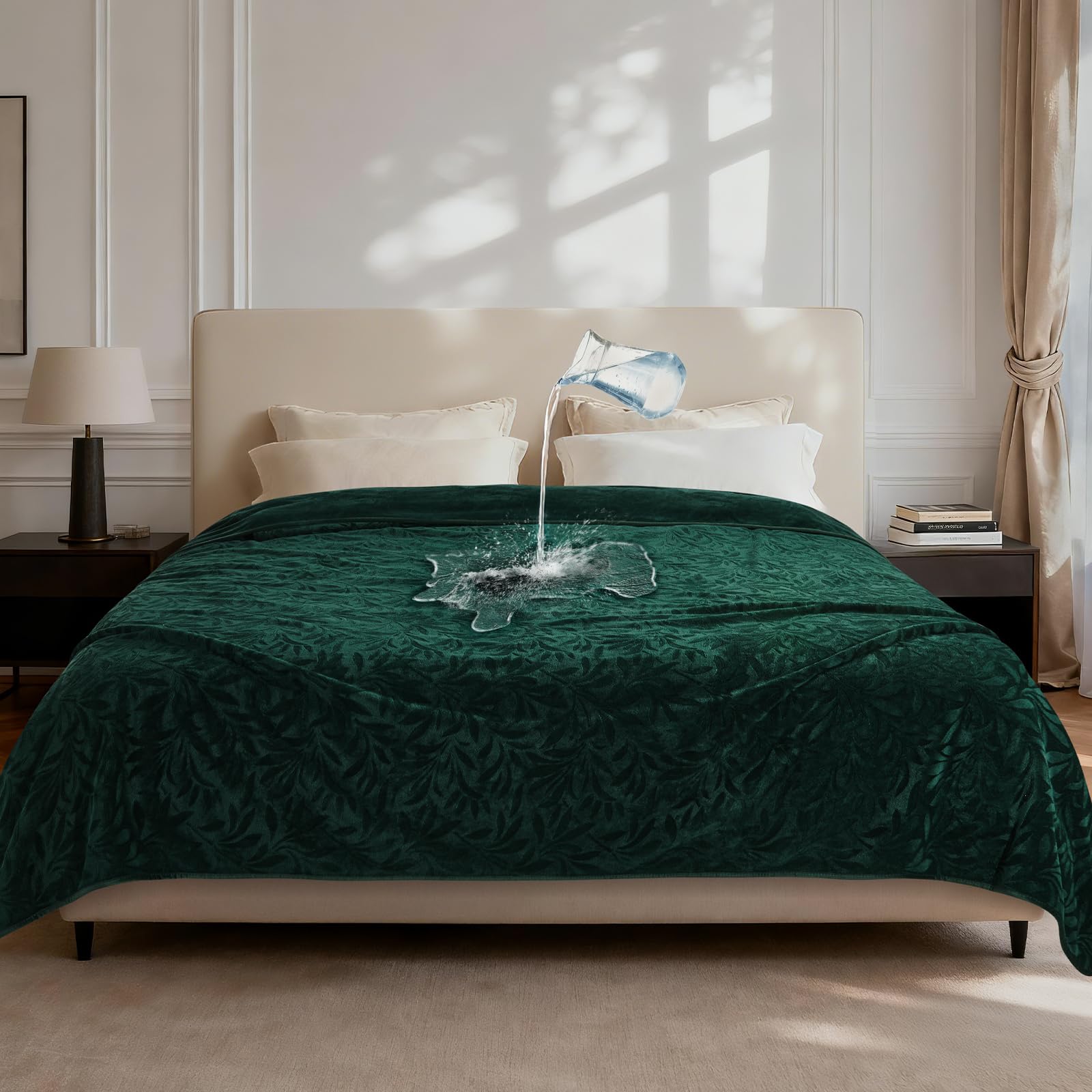 LOOBANI blanket front leaf jacquard pattern offers stylish spill protection on living room furniture.