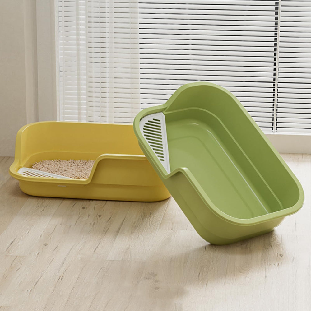 LoopTime extra large litter box in green, front view showing high sides.