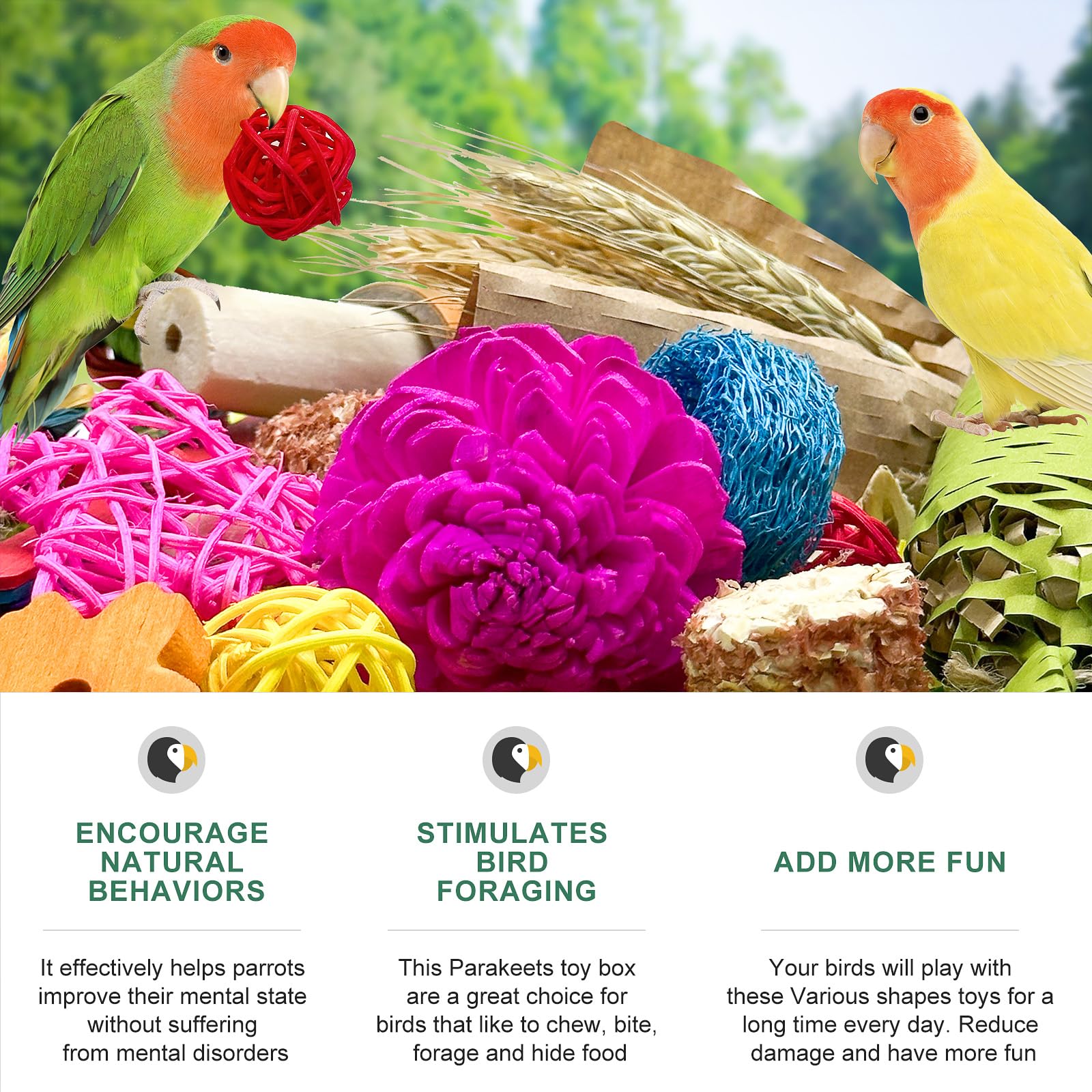 LOPERDEVE small-bird toy engaging cockatiels and lovebirds.