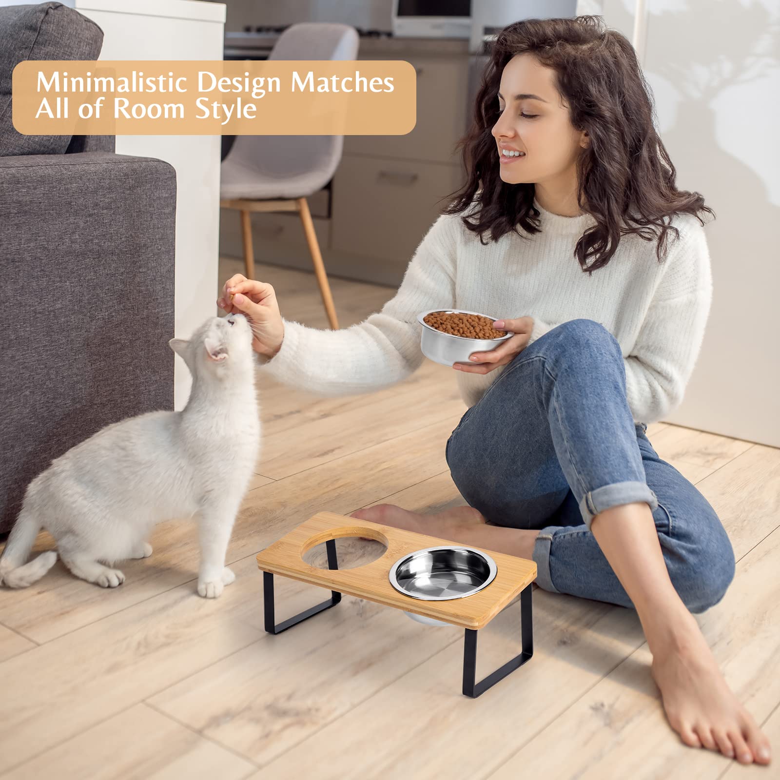 Loplurea modern cat feeding station blends with home decor