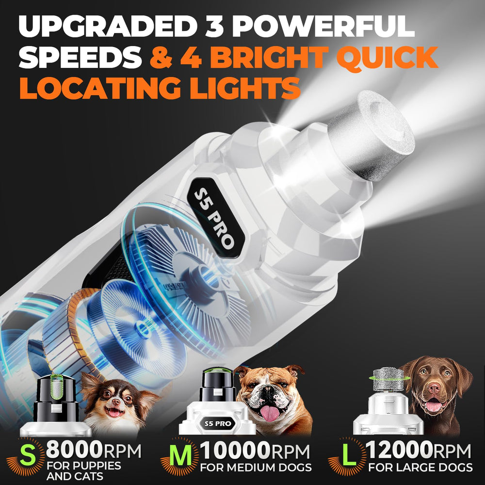 LOPSIC 12,000 RPM motor delivers efficient grinding for thick nails.