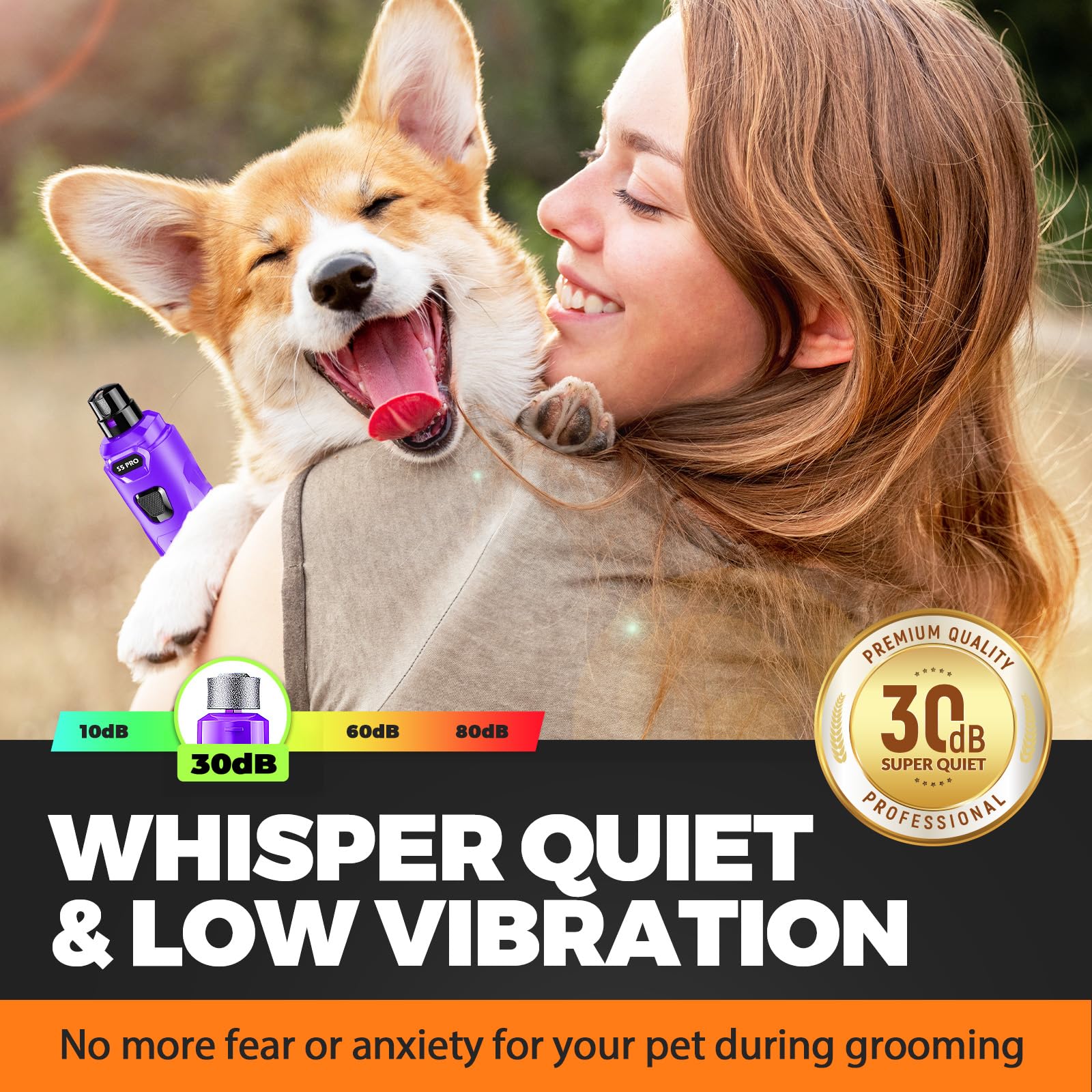 LOPSIC rechargeable purple dog nail grinder with USB charging