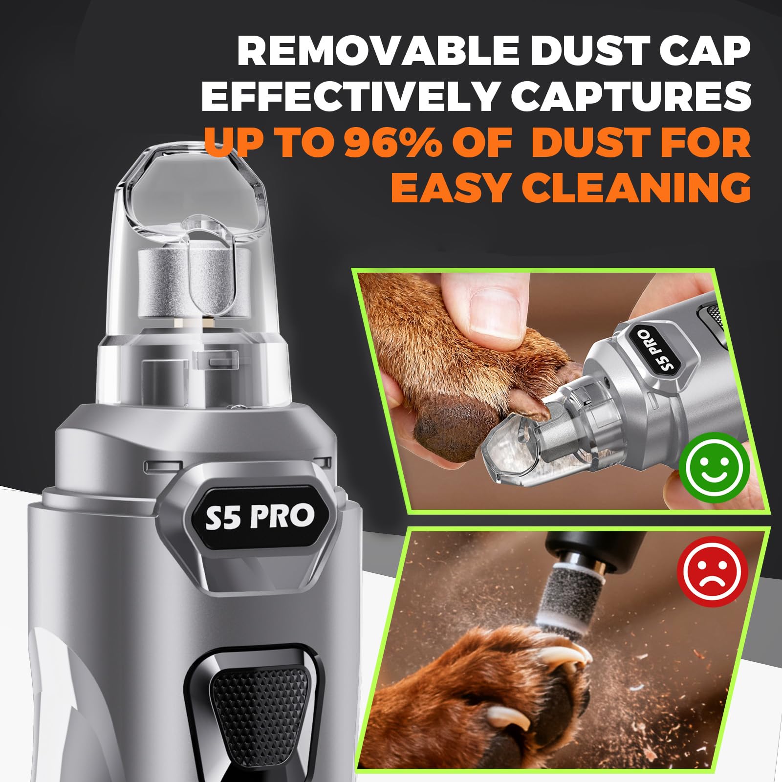 LOPSIC removable dust cap for easy cleanup after grooming