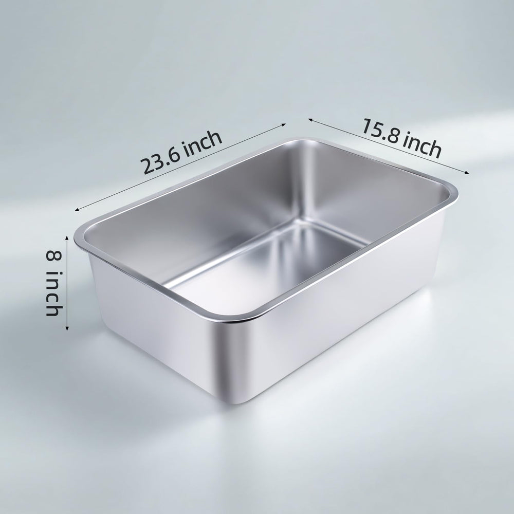 LOPYK stainless steel litter box durable rust-proof construction for long-lasting use.