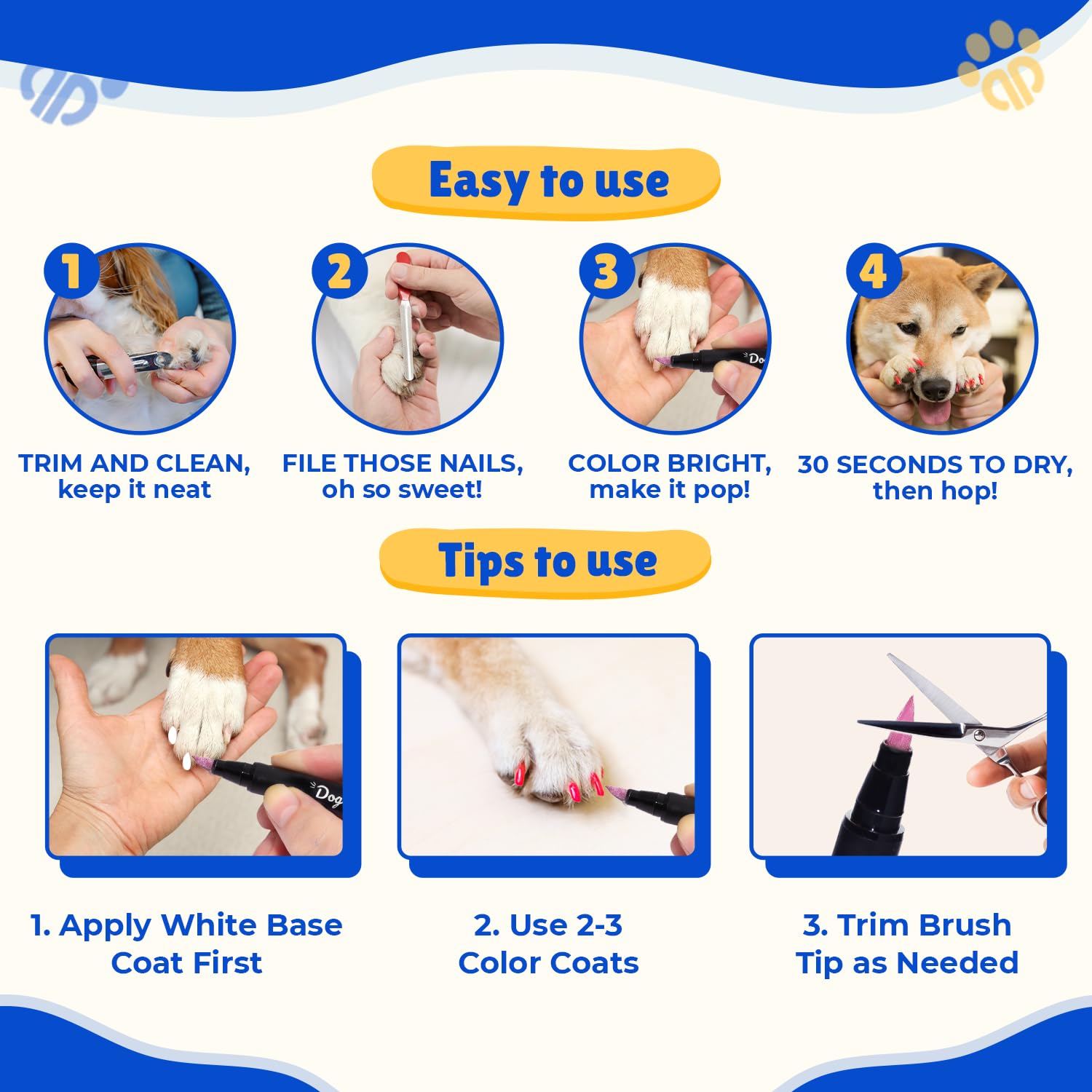 Loqpol brush-tip applies smoothly on canine nails of all sizes