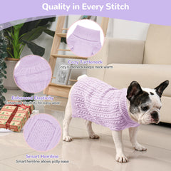 Model wearing Lorehelina medium dog sweater to demonstrate fit.