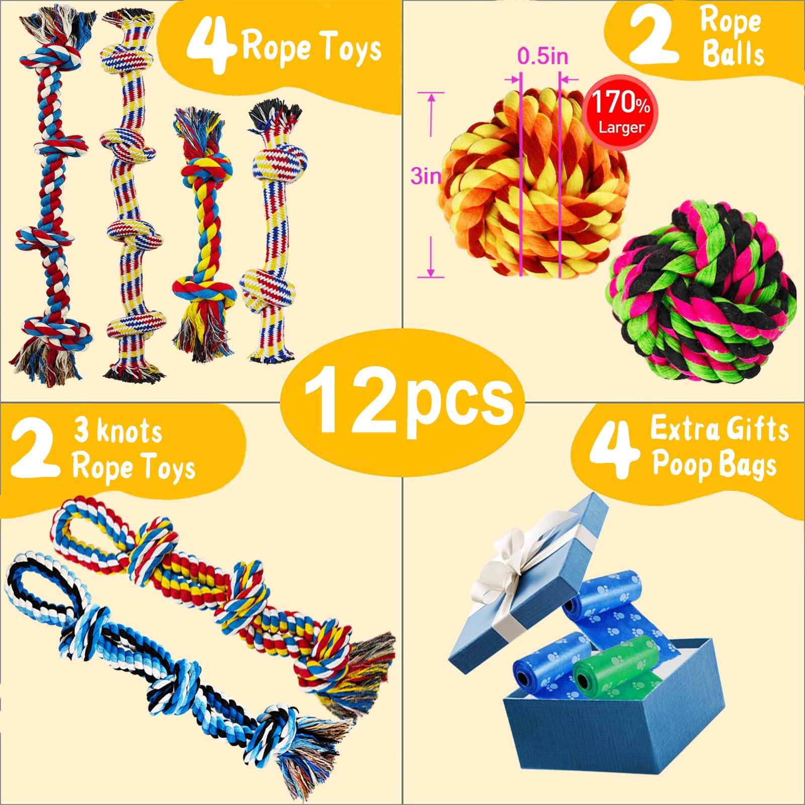 LosFong heavy-duty cotton rope toy ready for tug and fetch in outdoor play