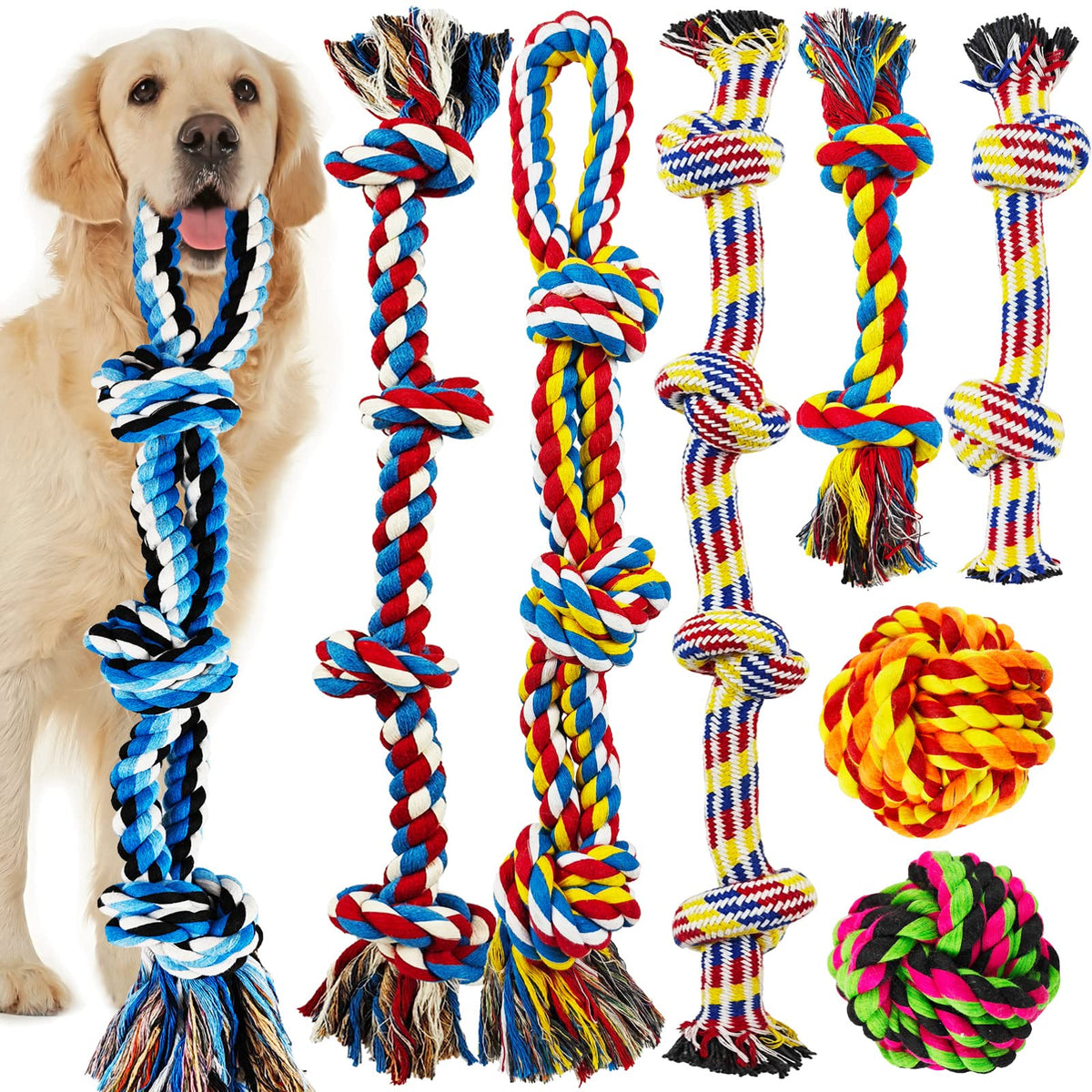 LosFong large dog chew toy rope close-up shows durable texture for aggressive chewers