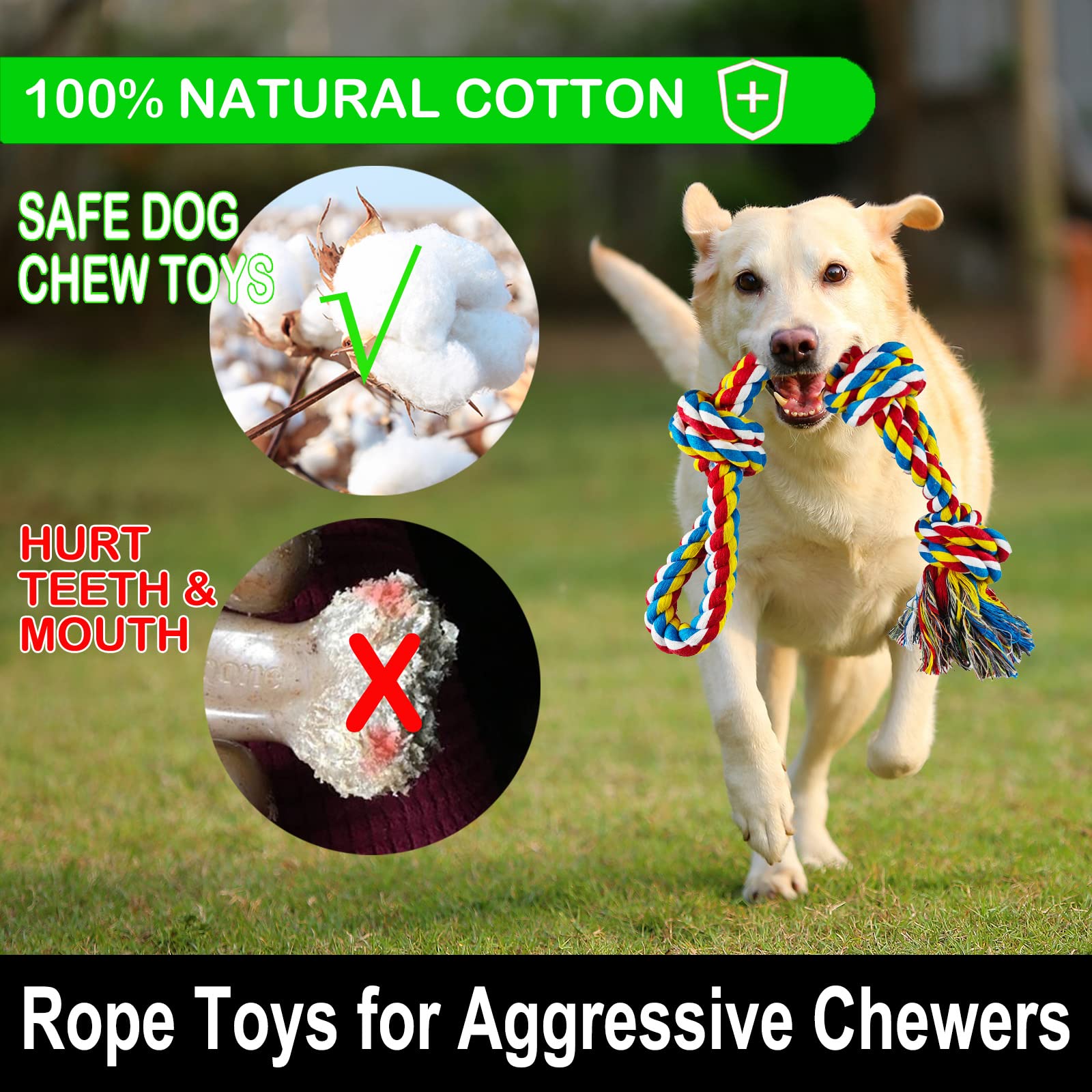 LosFong safe non-toxic cotton rope promotes safe chewing and easy cleaning
