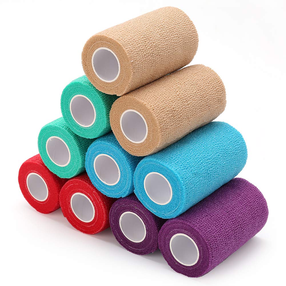 LotFancy vet wrap pack with ten rolls for ready first aid use