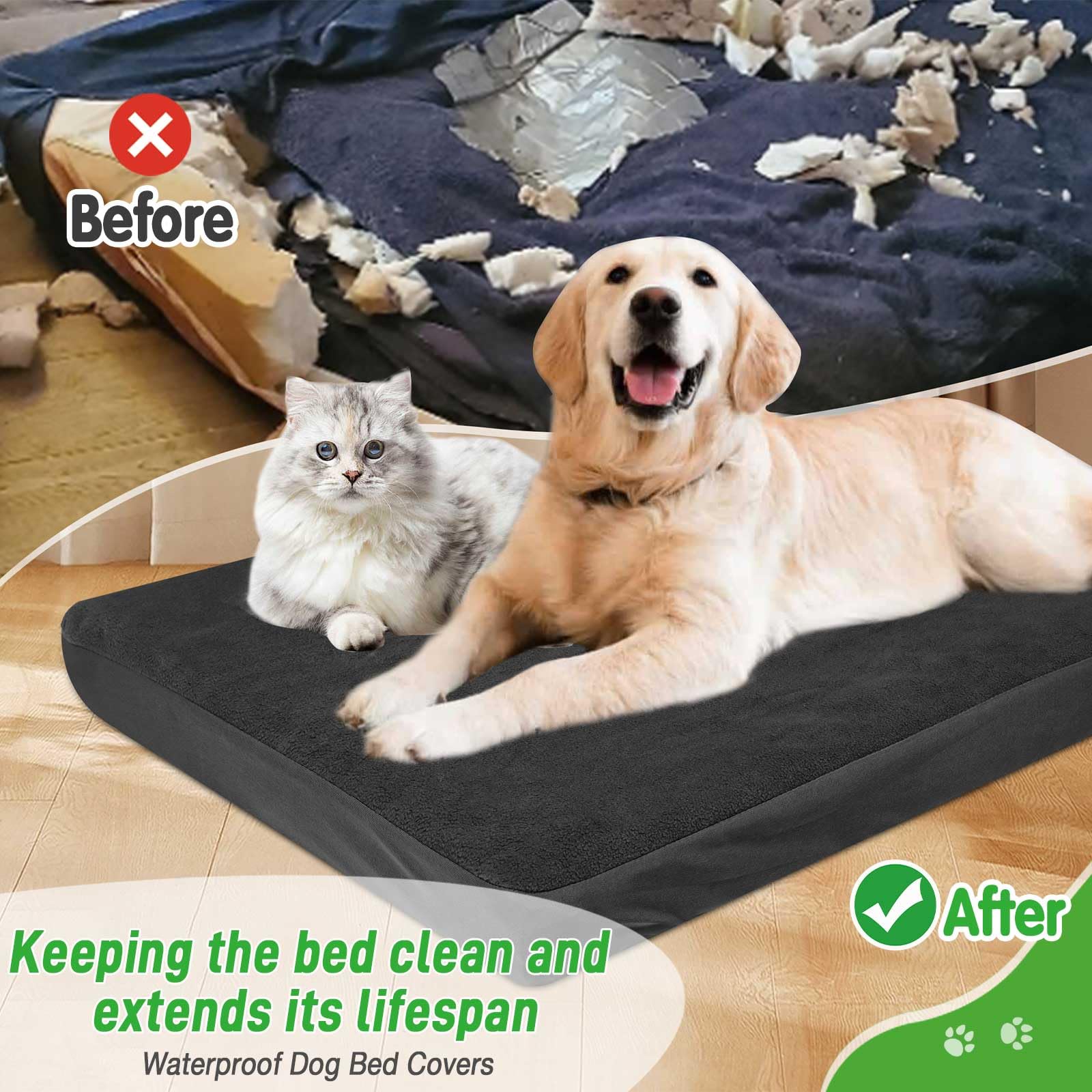 LotuFlor washable dog bed cover with closure for quick, easy cleaning.