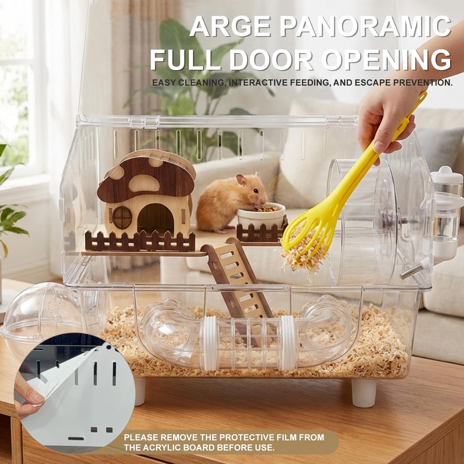 Loungewave dwarf hamster cage transparent windows for uninterrupted viewing