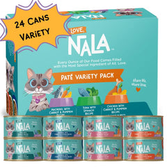 LOVE, NALA grain-free wet cat food pâté in broth variety pack supports hydration