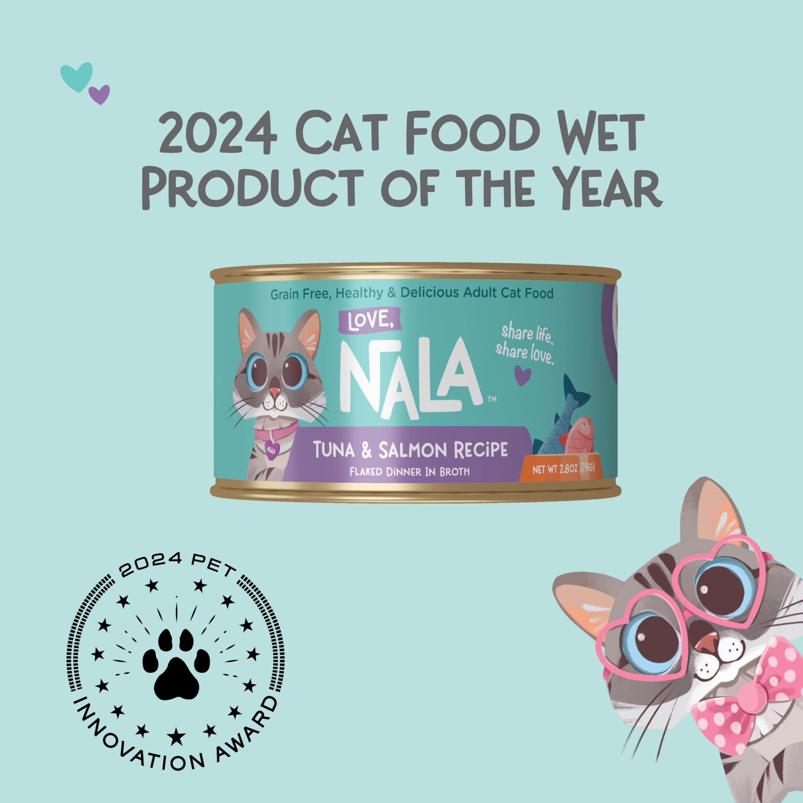 LOVE NALA grain-free wet food packaging emphasizes lean protein for healthy muscles
