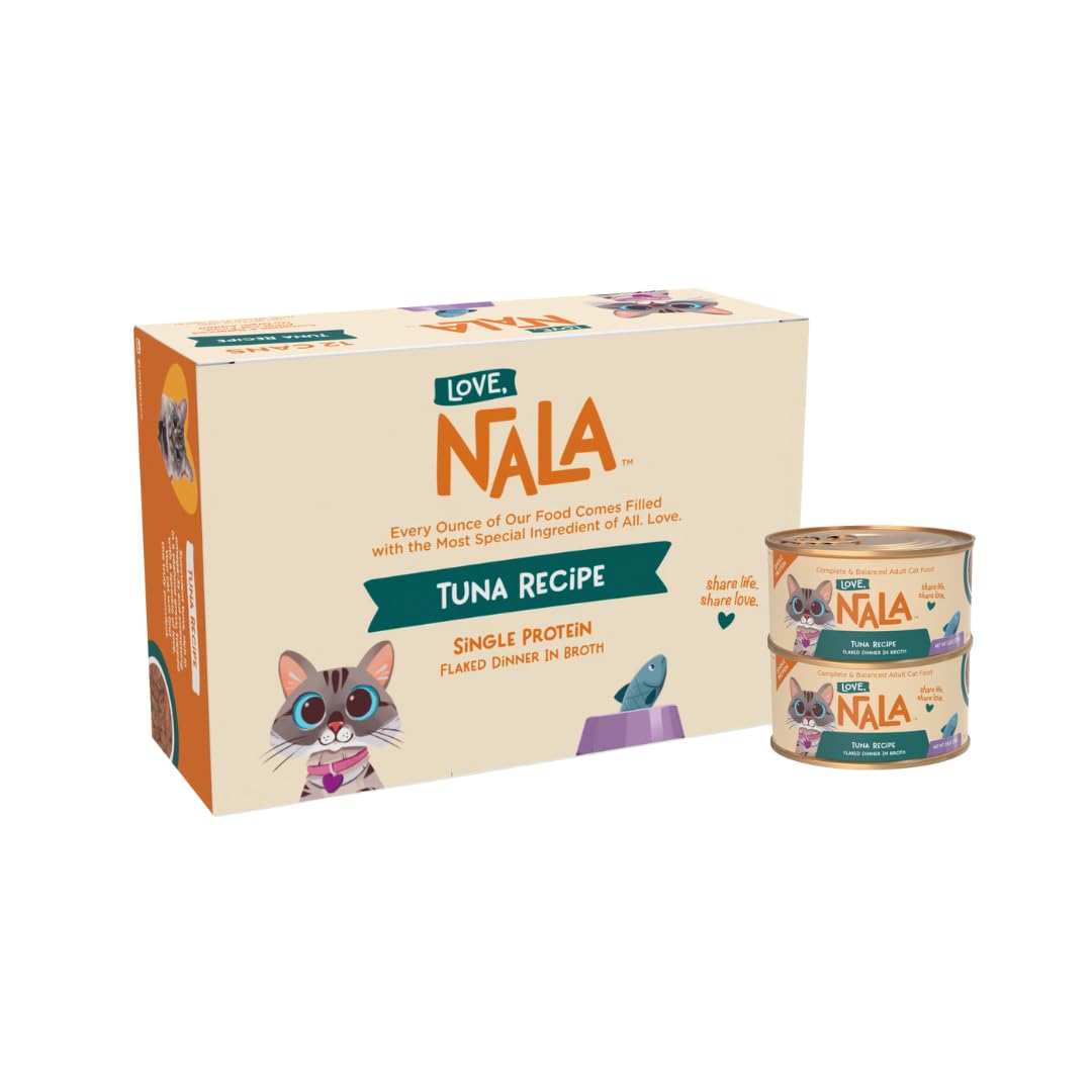 LOVE, NALA tuna-flaked packshot shows grain-free recipe and human-grade quality