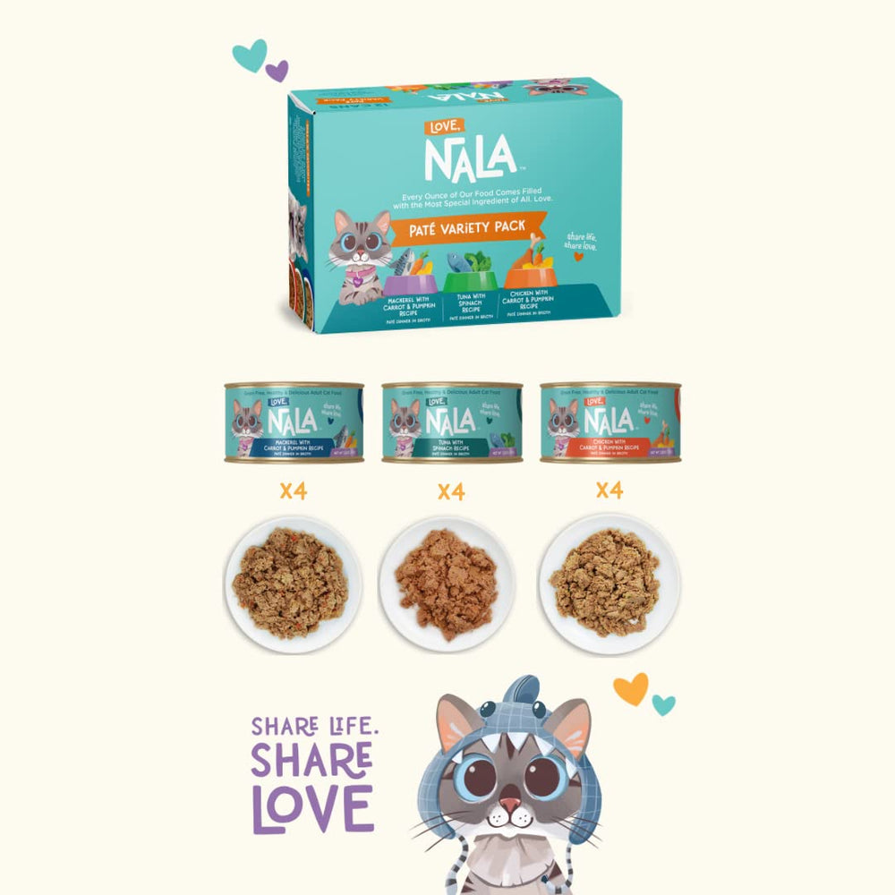 LOVE NALA serving sample bowl demonstrates convenient daily portioning for cats.
