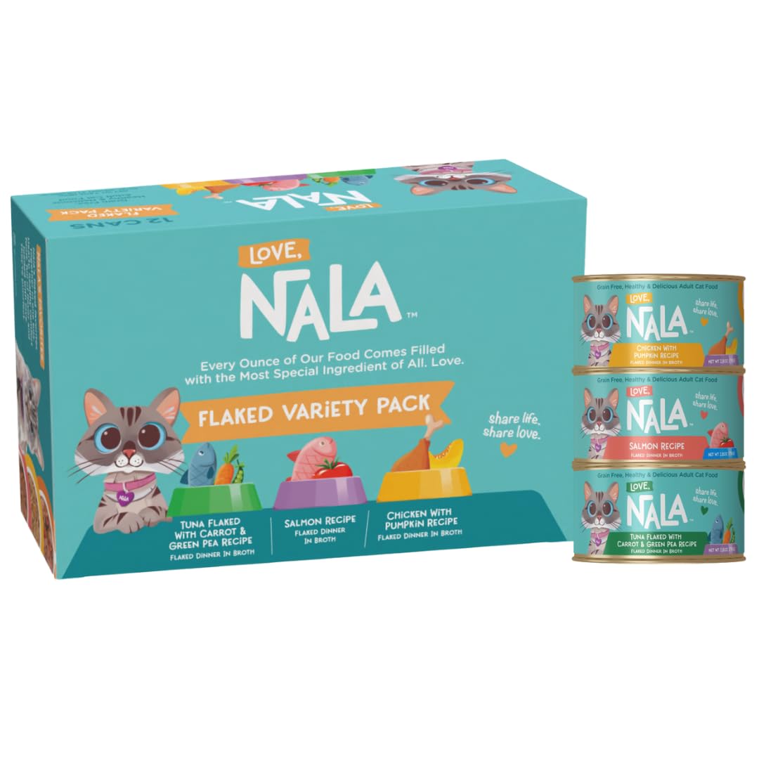 LOVE NALA tuna carrot pea flaked wet food in broth offers textured nutrition