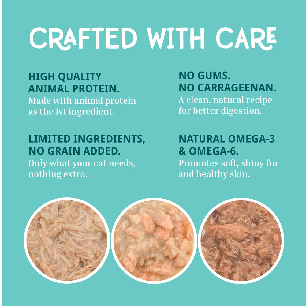 LOVE, NALA tuna flaked wet cat food in can provides high quality protein for meals.