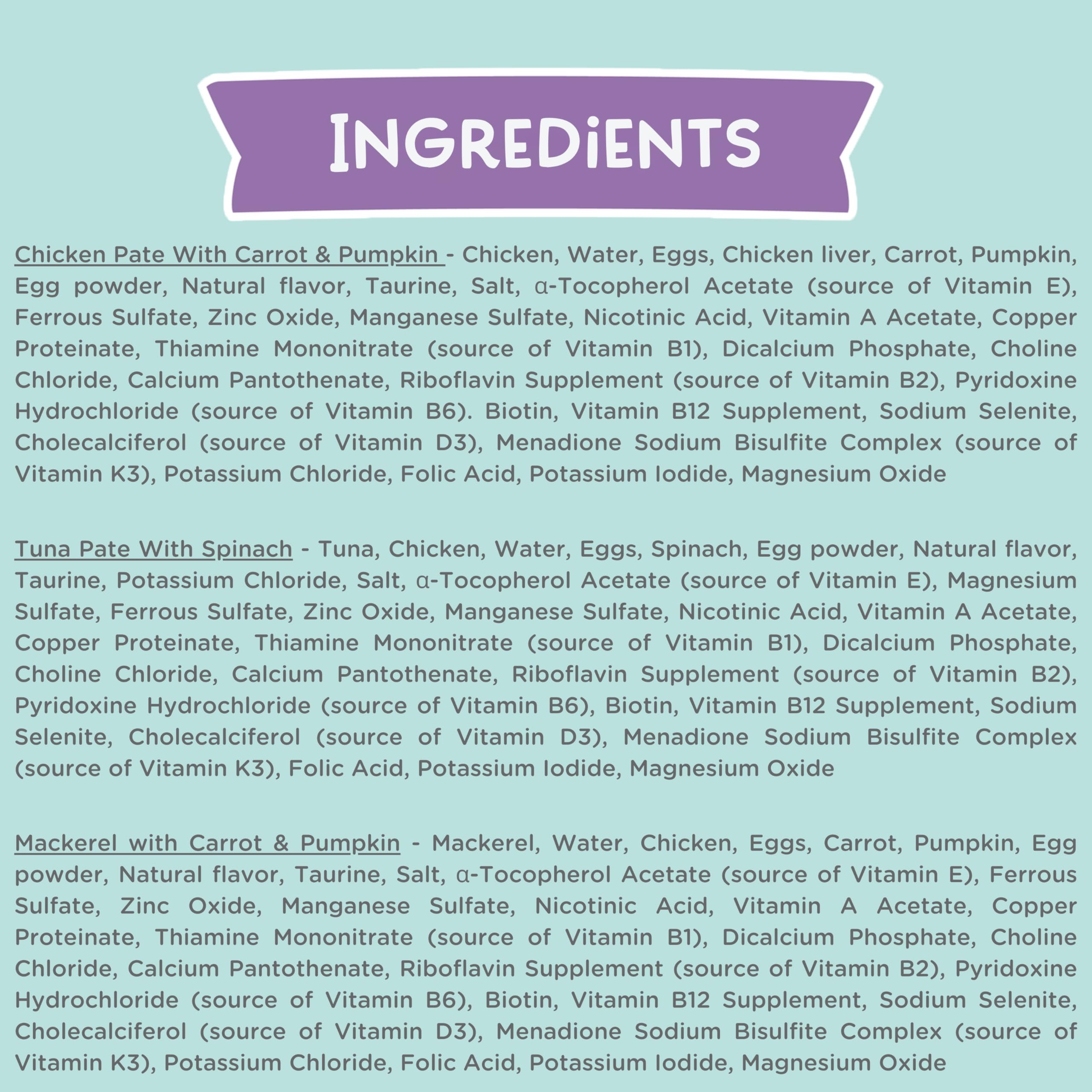 LOVE NALA tuna pate ingredients closeup shows natural ingredients and fiber blend.